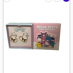 Kuromi Flash Yellow Gold Plated Heart Hoop Earrings New In Box